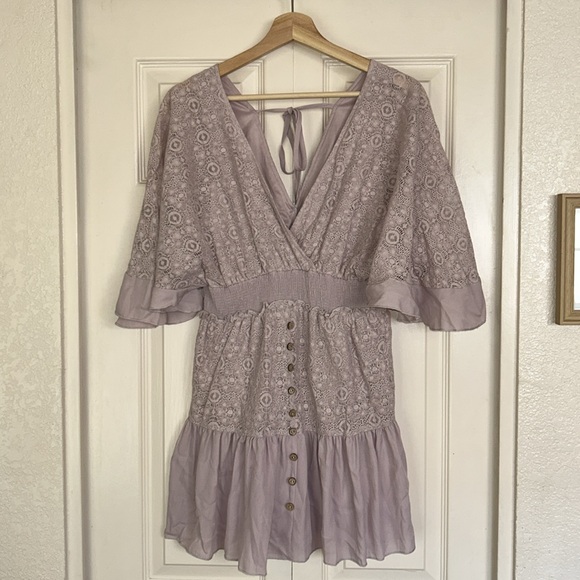 Lavender Dusty Rose Boho Lacey Mini Dress/Top - Picture 10 of 10